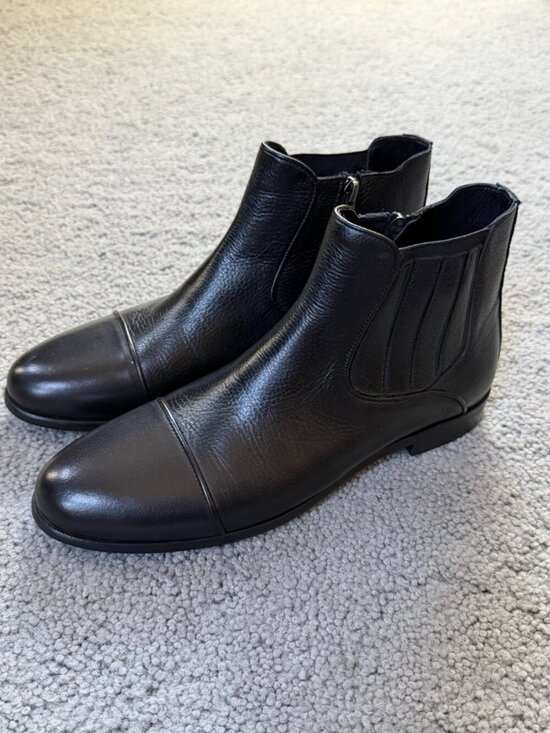 Marashli Black Leather Cap Toe Chelsea Boots EU 42 - US 9 Handcrafted Mint Cond. main image 7